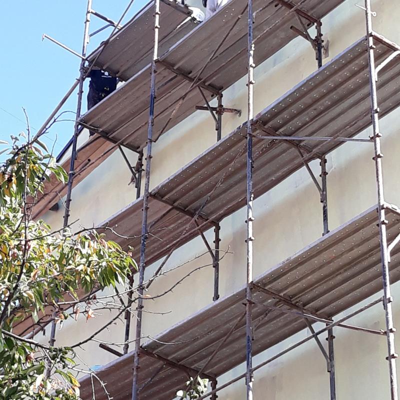 нанасяне на драскана мазилка на калкан бул. Георги С. Раковски  Кюстендил2019